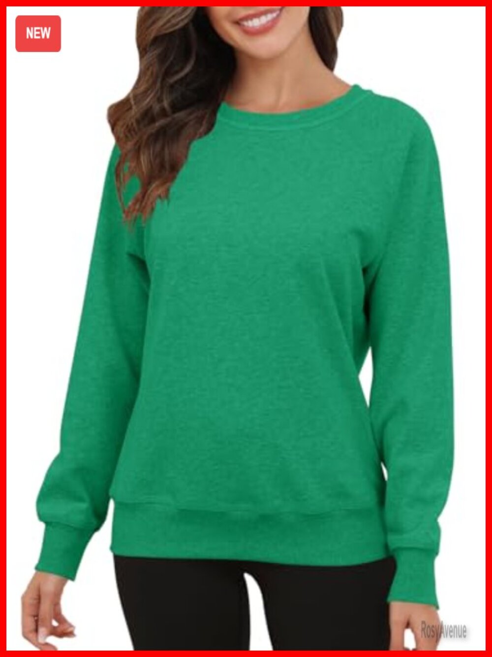 Crewneck Long Raglan Sleeve Fleece Lined Loose Fit Pullover Sweatshirt